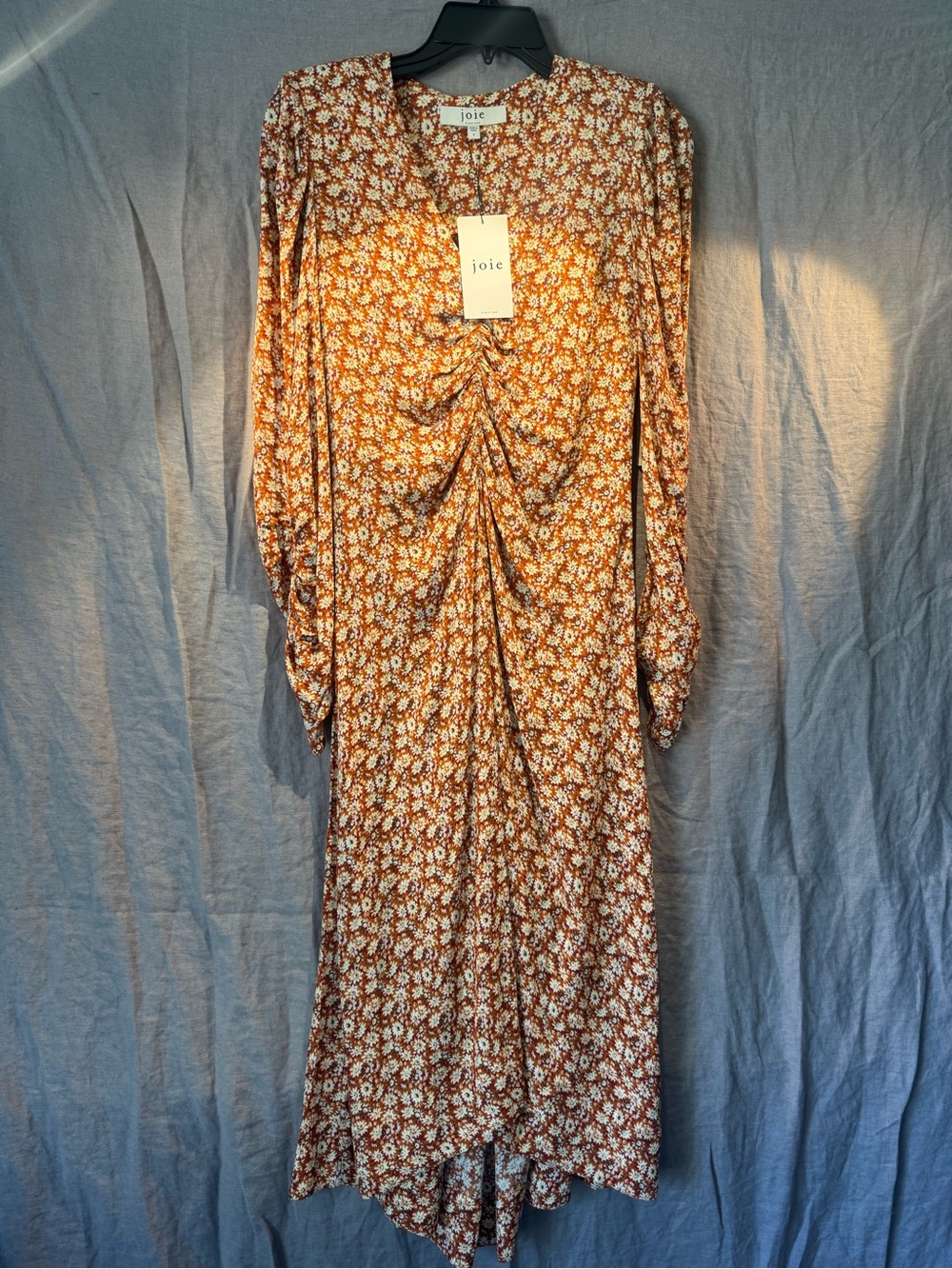 NWT Joie Haruko Dress in umber / orange Floral Long Sleeve Midi Dress - Size 6
